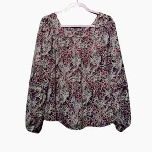 LC Lauren Conrad Floral Long-Sleeve Blouse